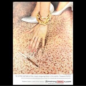 1960 Armstrong Vinyl Floors Tessera Corlon celebrating100 years Print Ad VINTAGE